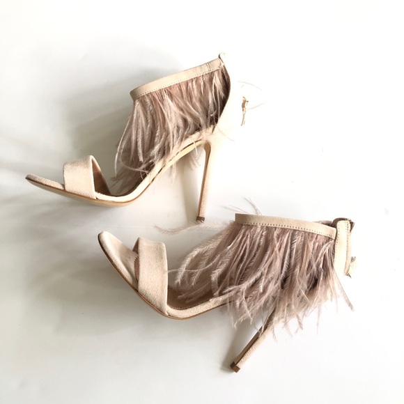 Twin-Set Shoes - TWINSET Ostrich Fringe Heel in Blush Pink Size 38